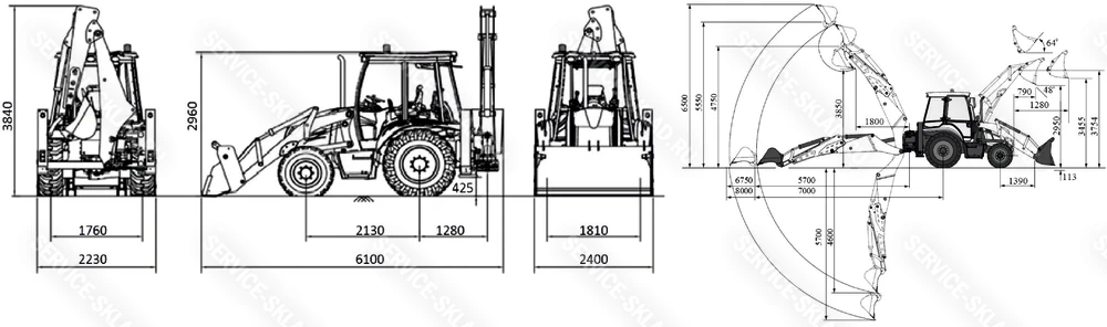 Схема Экскаватор-погрузчик TRM B4X Weichai