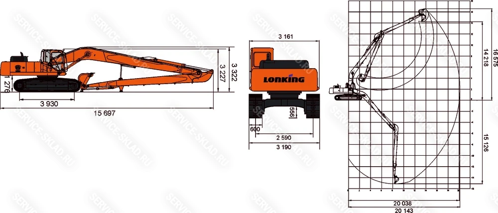 Схема Гусеничный экскаватор Lonking CDM6336LR